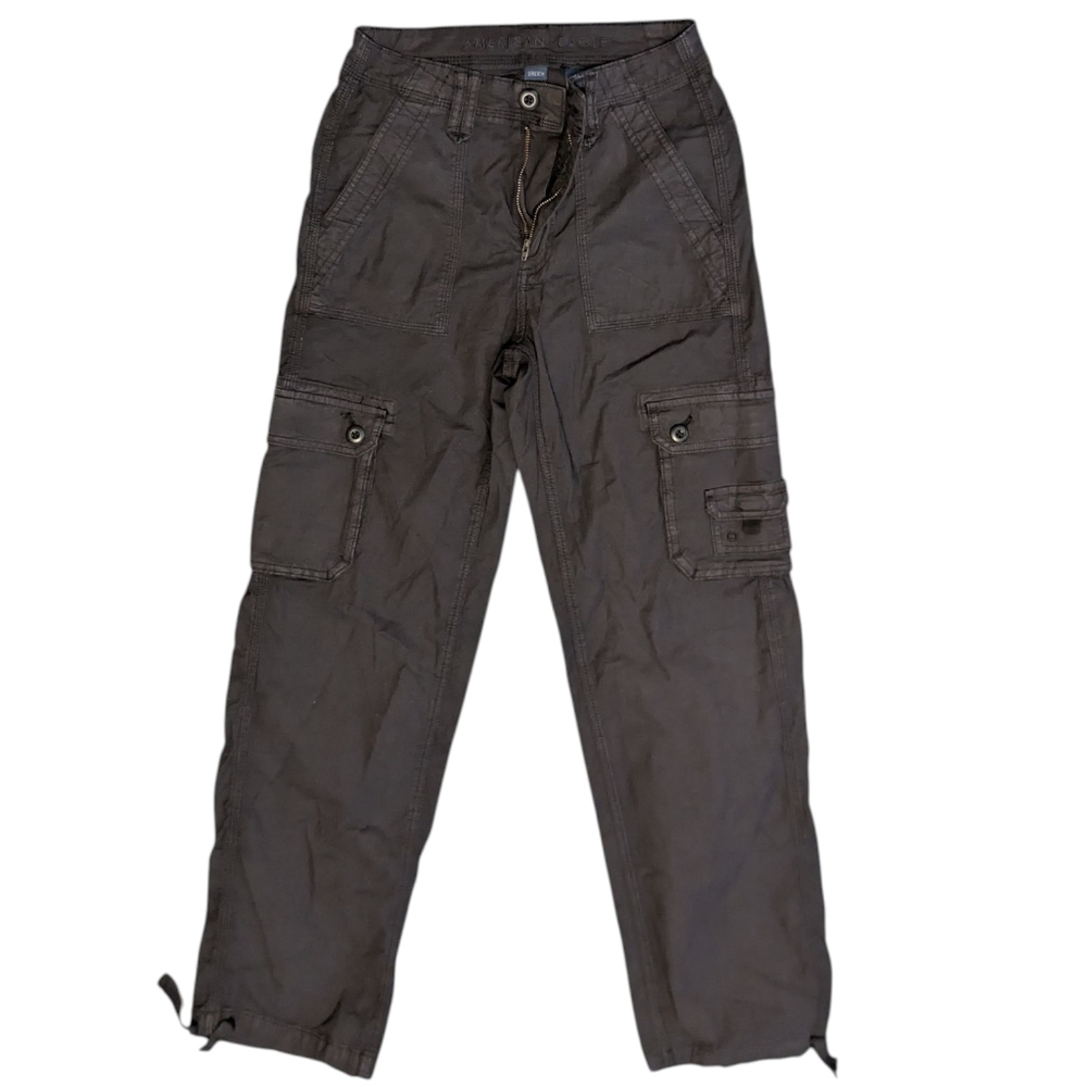 American Eagle Women's Black Cargo Pants Size 00, High-Rise Grunge Goth Punk